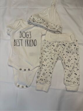 Rae Dunn Baby Dog's Best Friend 3pc set 0-3 mos